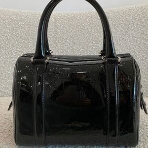 Authentic Pre-owned Dior Black Monogram Patent Leather Boston Bag